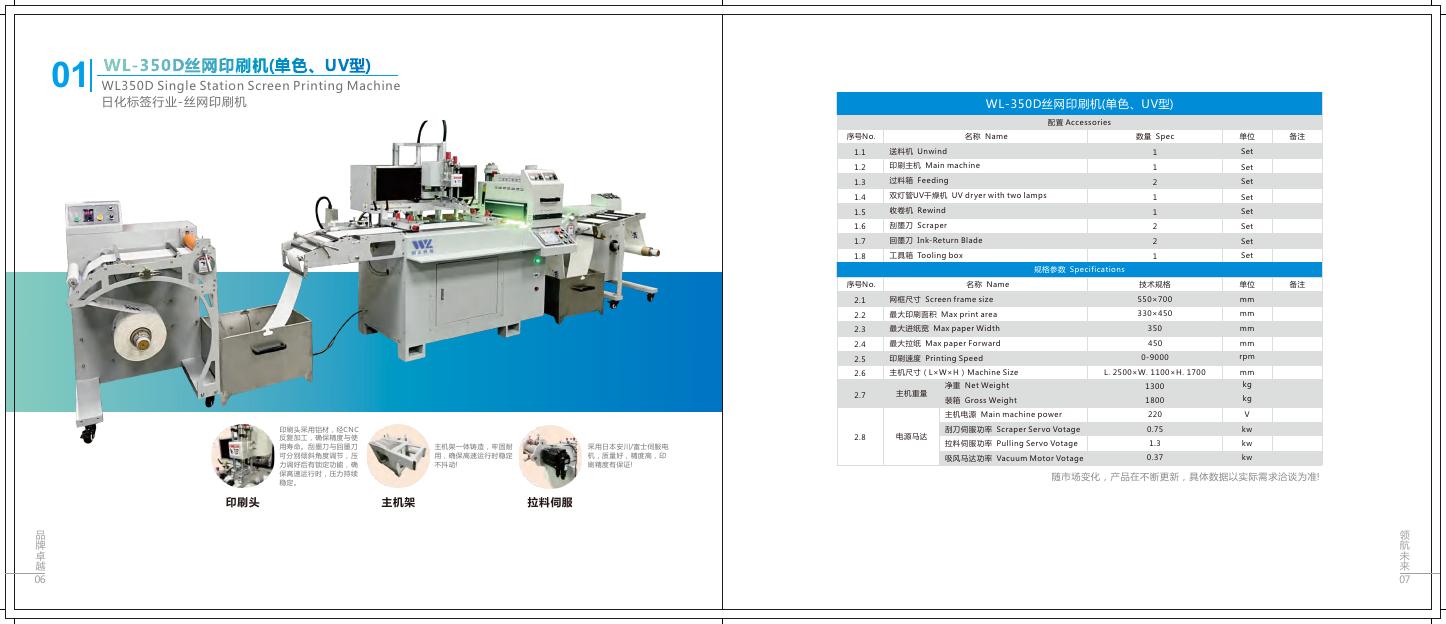 WL-350D roll-to-roll screen printing machine from the Wangle equipment catalogue