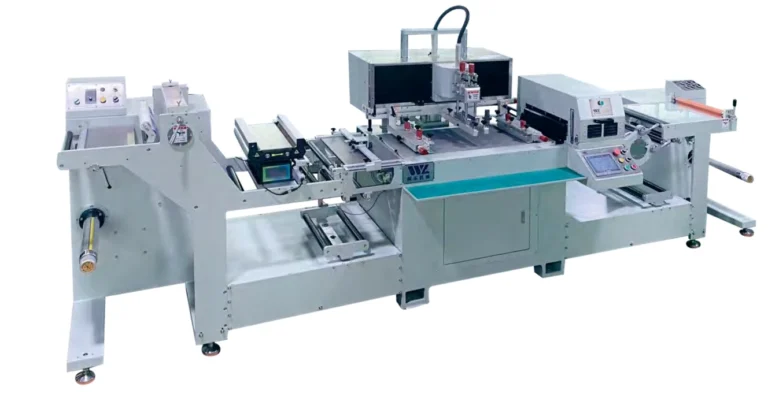 WL-350D-YT integrated roll-to-roll screen printer with unwinding, a single printing station and UV drying section