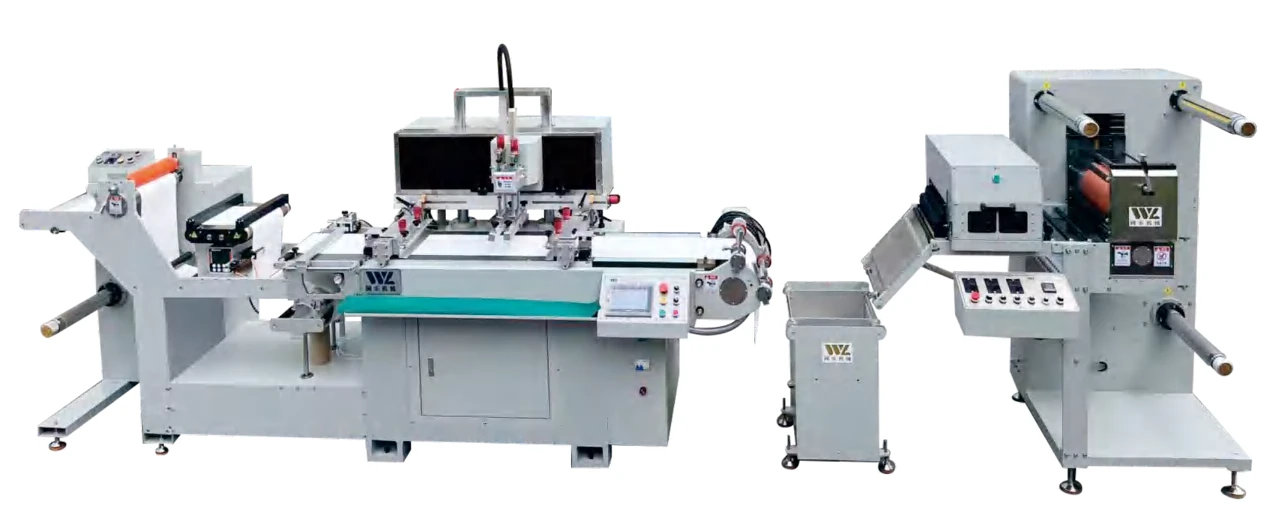 Catalogue photo of the WL-350DW screen printing and vertical cold foil line