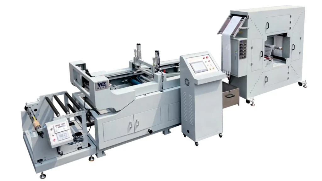 WL-500GT cylinder-bed roll-fed screen printing machine with unwinding unit, printing section and drying oven