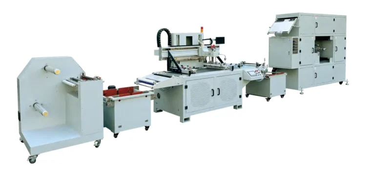 WL-5080DW three-point registration screen printing line with roll unwinding and drying oven equipment