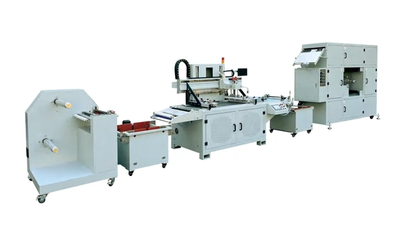 Original Winshol WL-5080DW catalogue photograph showing the unwinding, screen printing and oven configuration